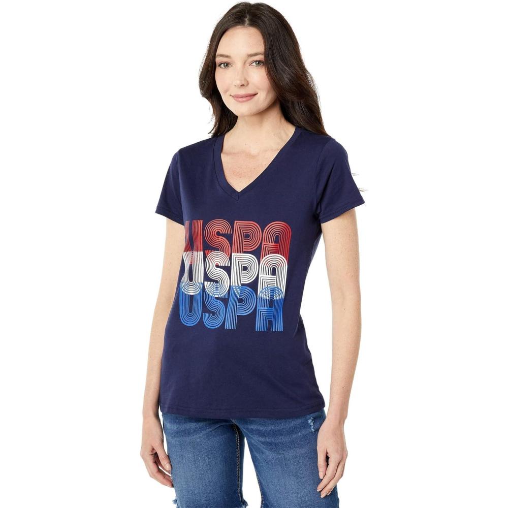 image:imageUS POLO ASSN VNeck Retro USPA Graphic Tee Classic Navy SM