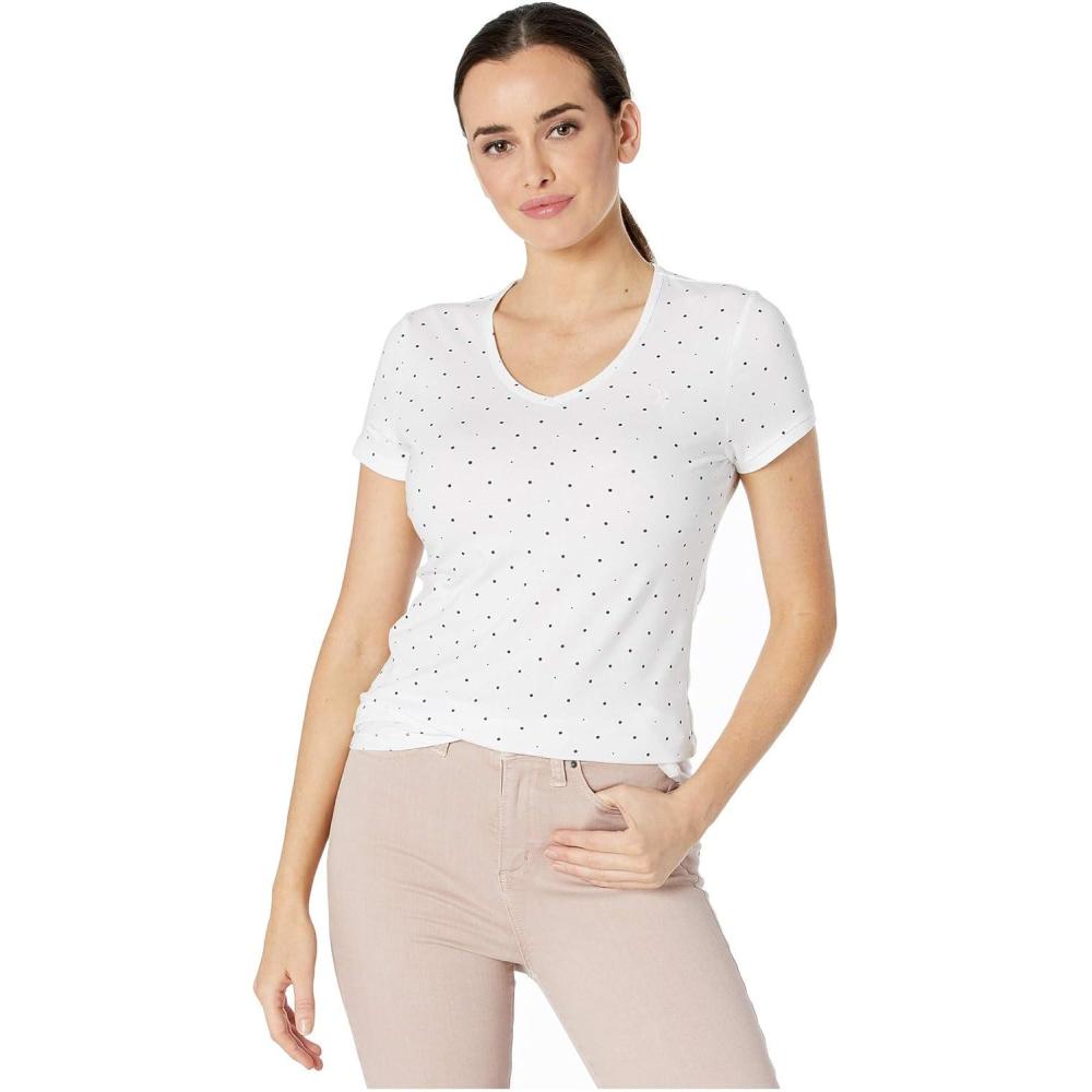 image:imageVNeck TShirt with DotsOptic White