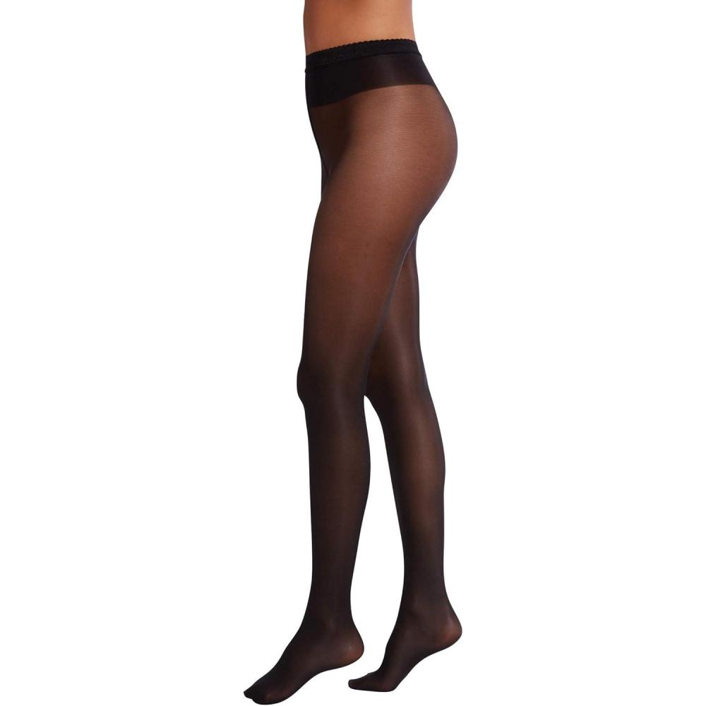image:imageWolford Neon 40 Denier Tights Pantyhose for Women Semi Sheer Brilliant Shine Soft Logo Waistband Invisible Reinforced ToeBlack
