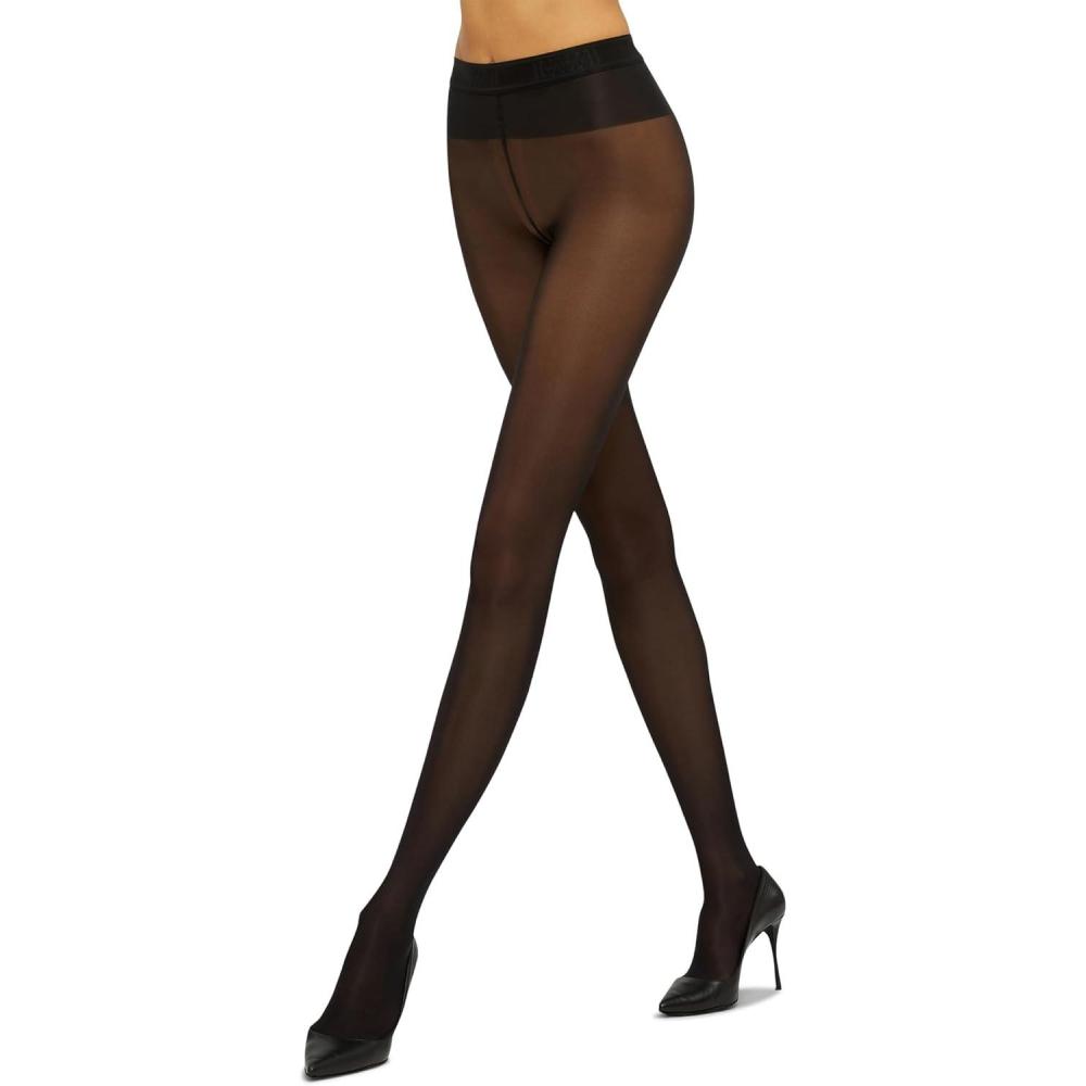 image:imageWolford Neon 40 Denier Tights Pantyhose for Women Semi Sheer Brilliant Shine Soft Logo Waistband Invisible Reinforced ToeUmber
