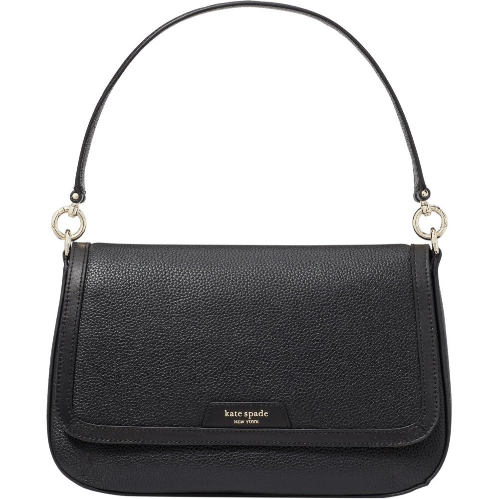 image:imagekate spade new york womens Hudson Pebbled Leather Flap Shoulder BagBlack