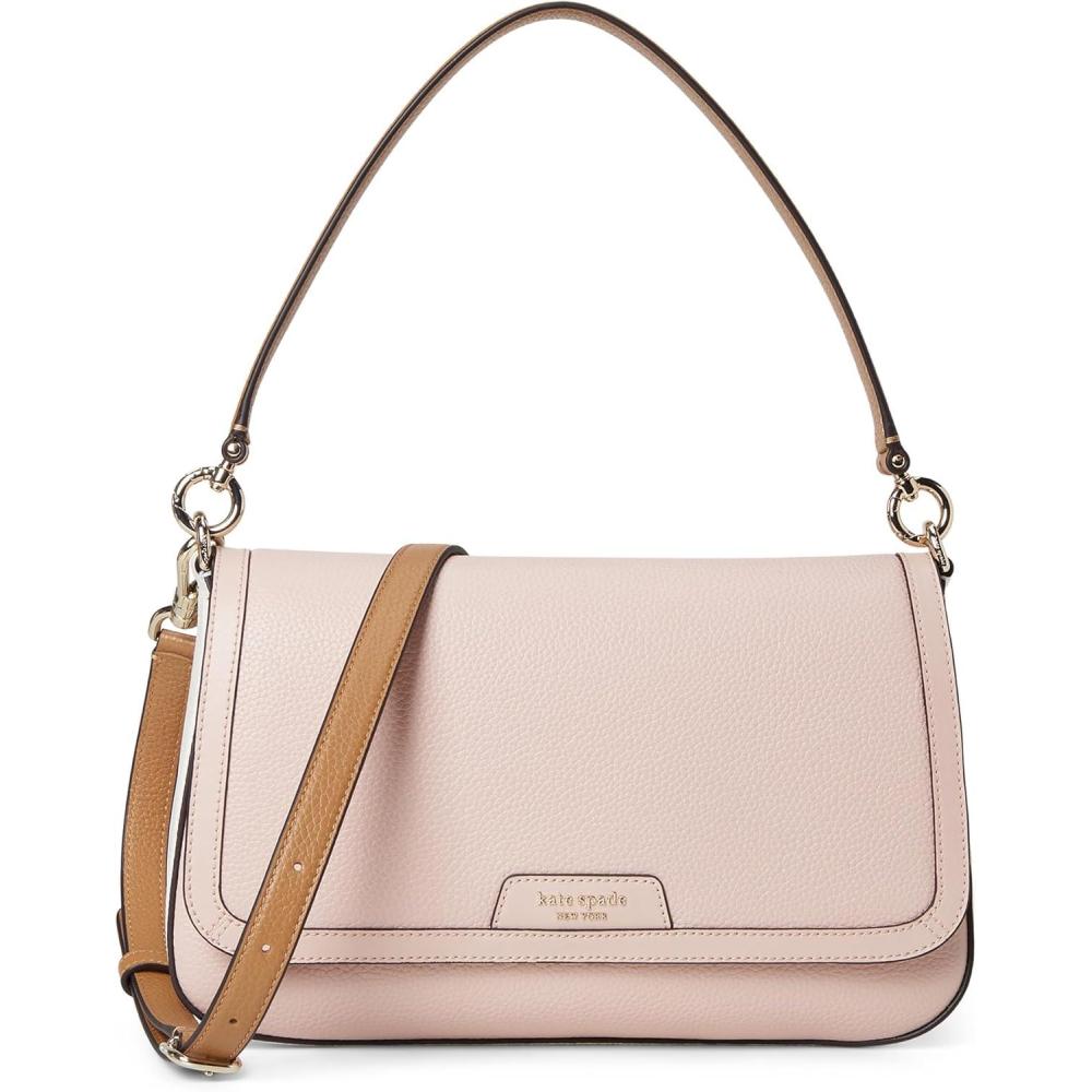image:imagekate spade new york womens Hudson Pebbled Leather Flap Shoulder BagColorblocked Rose Smoke Multi