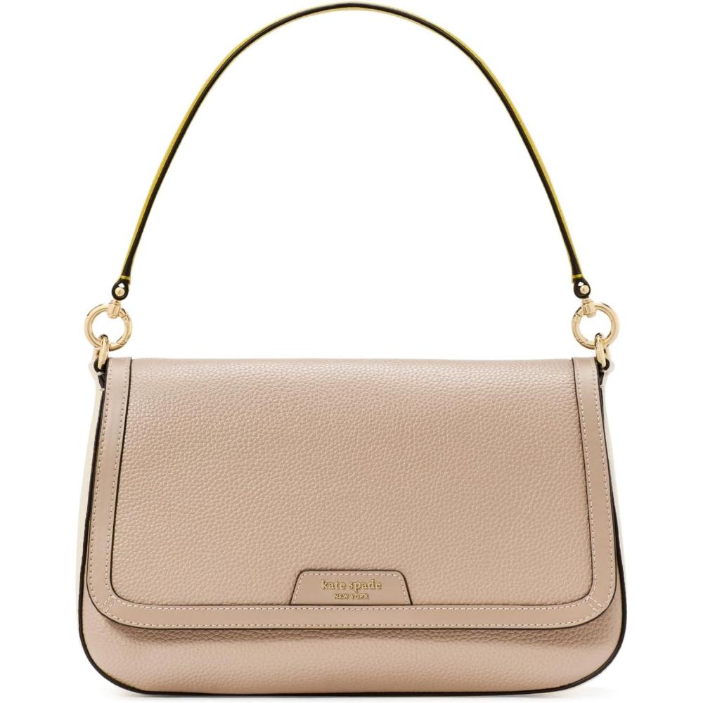 image:imagekate spade new york womens Hudson Pebbled Leather Flap Shoulder BagColorblocked Timeless Taupe Multi
