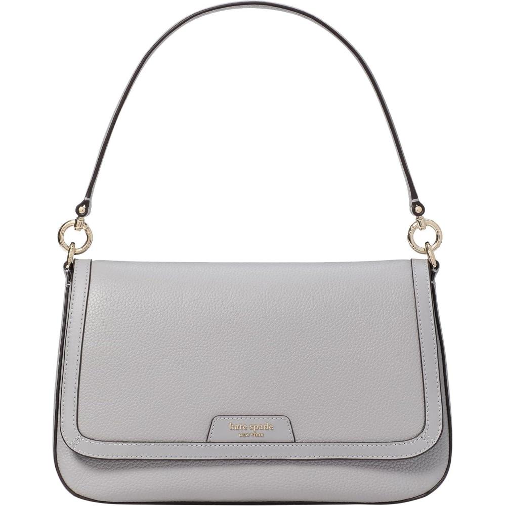 image:imagekate spade new york womens Hudson Pebbled Leather Flap Shoulder BagMountain Grey