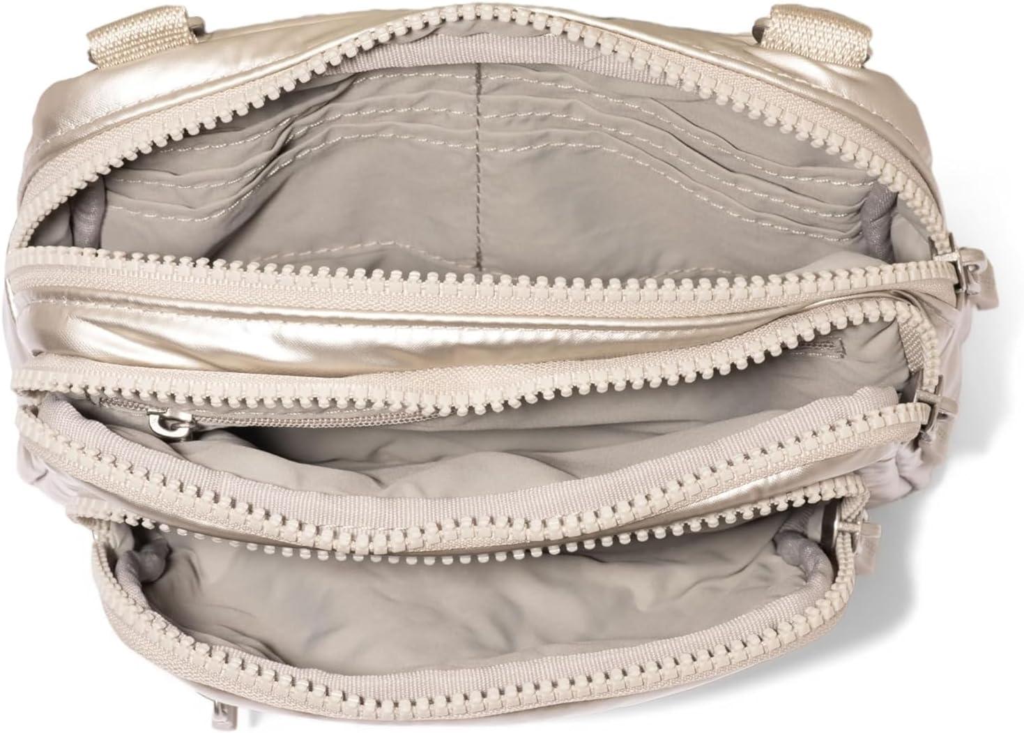 image:imageBaggallini Triple Zip Small Crossbody Bag for WomenPlatinum Ecopuff