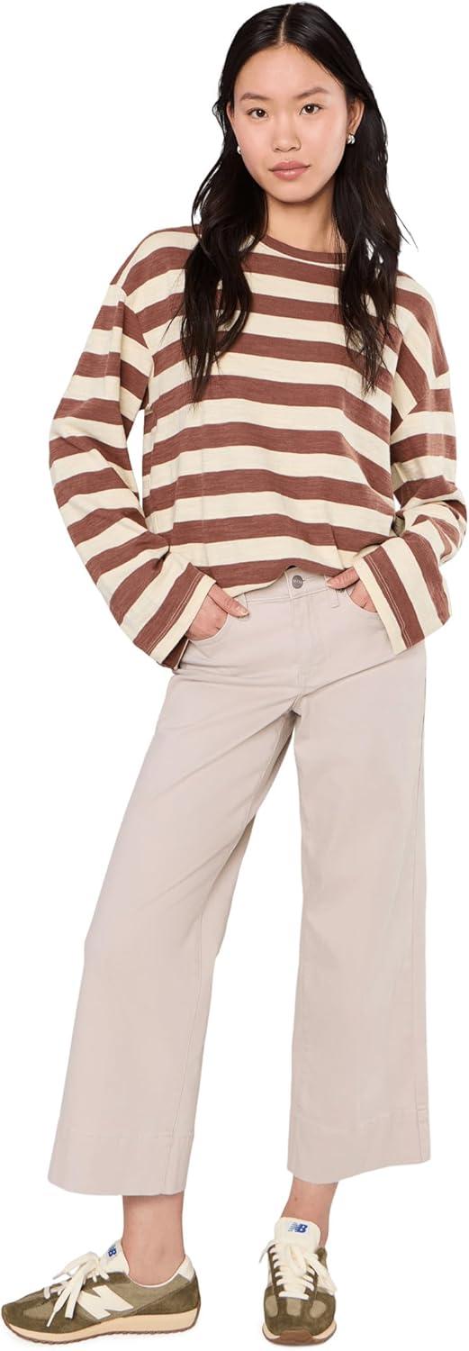 image:imageFaherty Womens Sunwashed Slub Long Sleeve Retro TeeNutmeg Stripe