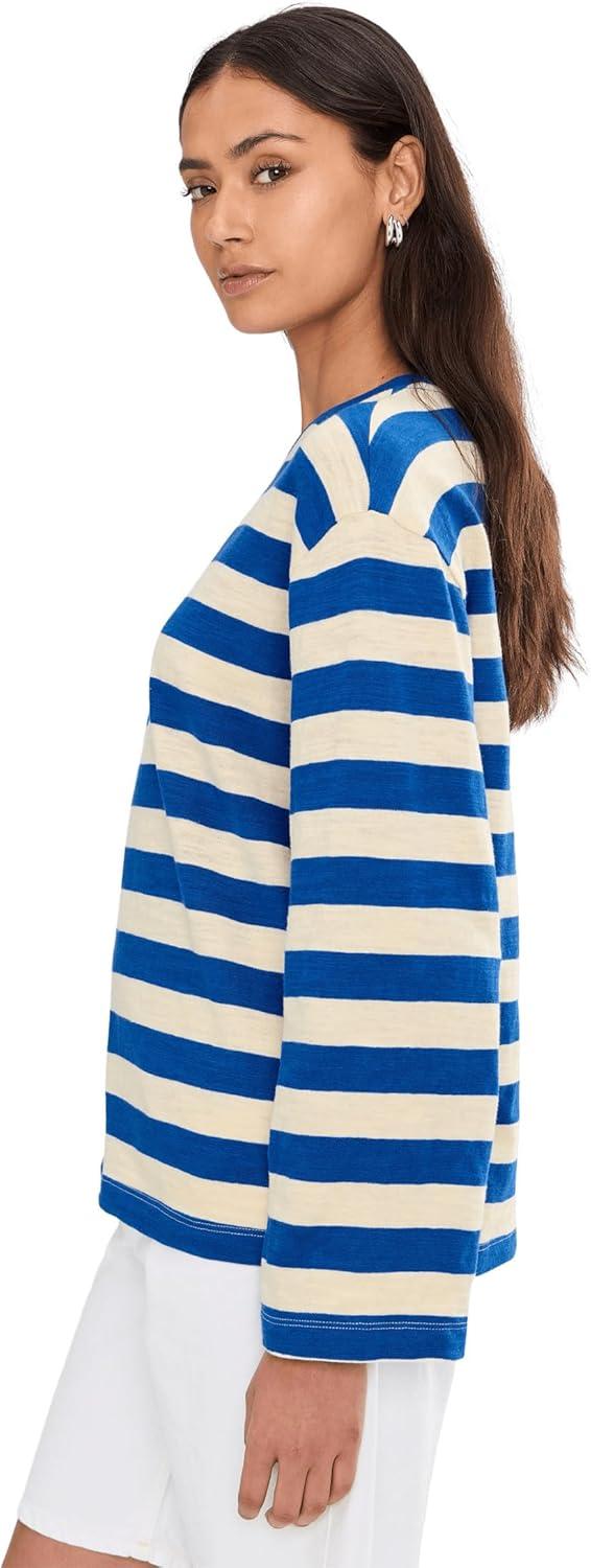 image:imageFaherty Womens Sunwashed Slub Long Sleeve Retro TeeSea Stripe