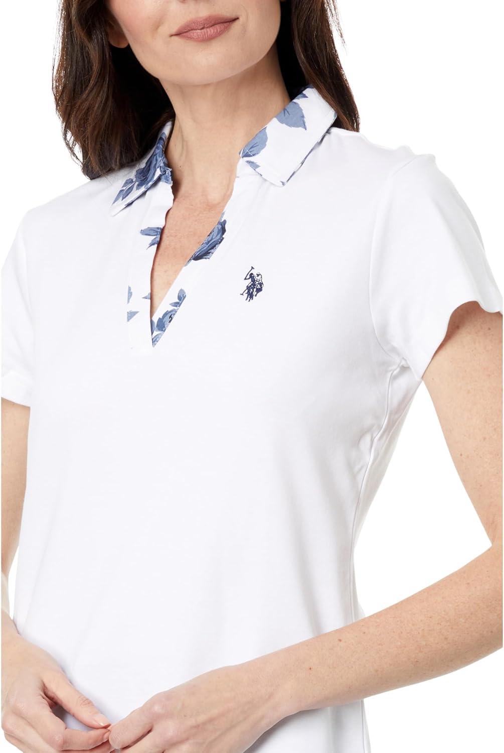 image:imageSPLIT NECK ROSE PRINT POLO SHIRTWhite