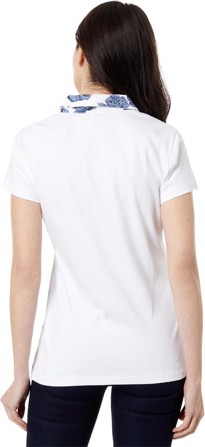 image:imageSPLIT NECK ROSE PRINT POLO SHIRTWhite