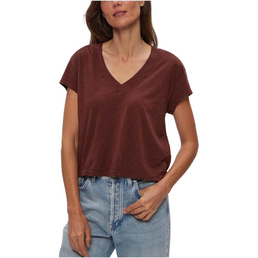 image:imageMichael Stars Womens Harlan Cropped VNeck TeeEspresso