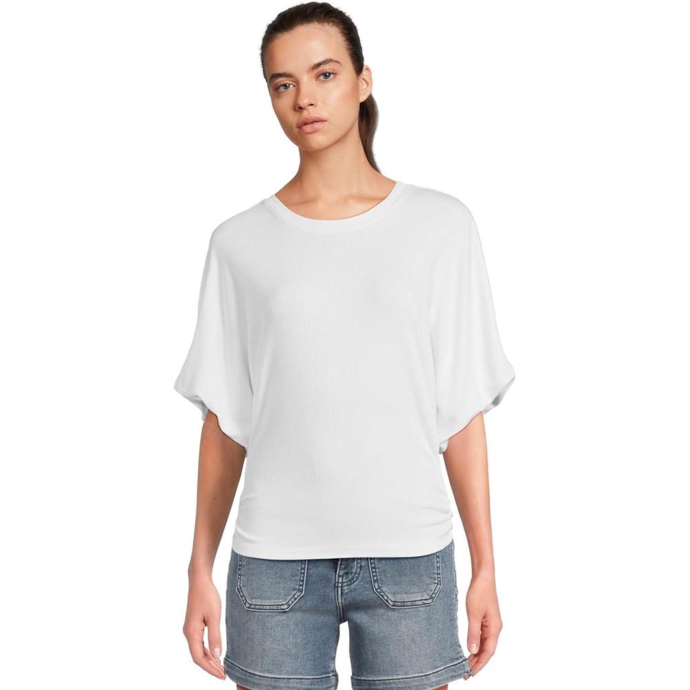 image:imageMichael Stars Womens Vicky Scoop Neck Balloon Sleeve TeeWhite