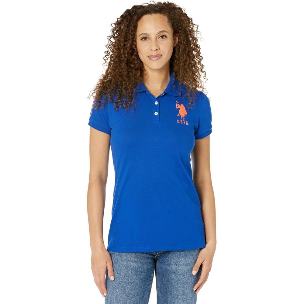image:imageUS Polo Assn Juniors Neon Logos Short Sleeve Polo ShirtBlue Raft