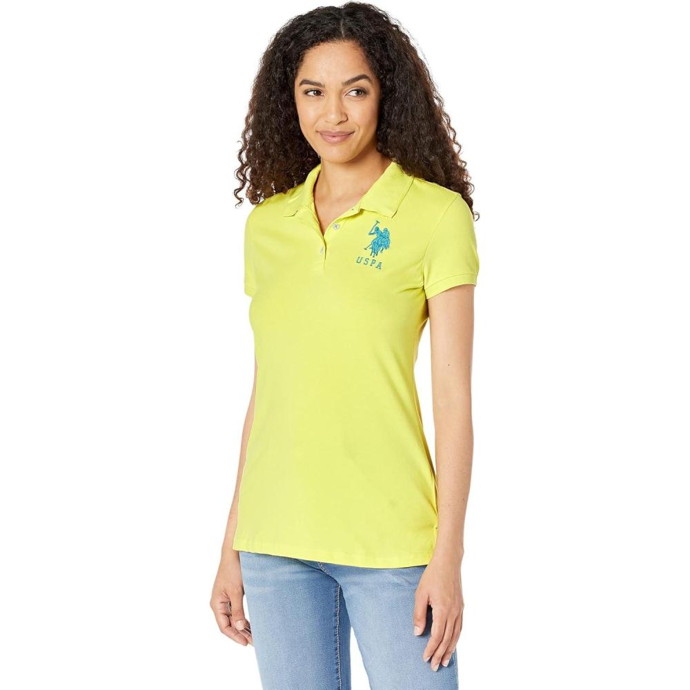 image:imageUS Polo Assn Juniors Neon Logos Short Sleeve Polo ShirtLemon Tonic