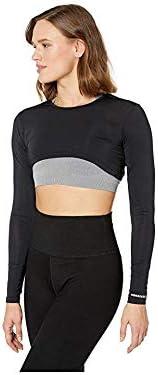 image:imageJamie Sadock Womens Sunsense 35 SPF Lightweight Long Sleeve Crew Neck Crop Layering TopJet Black