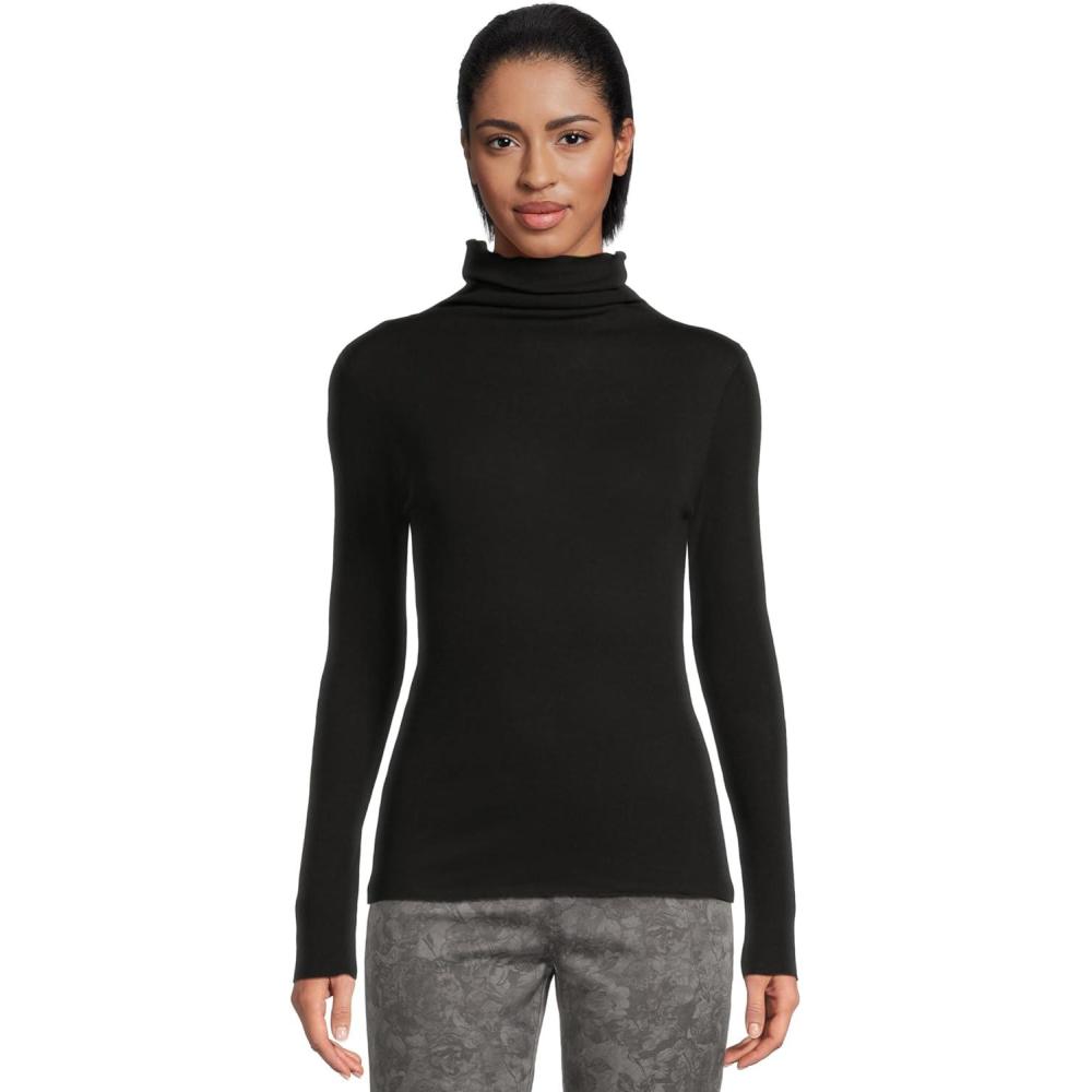 image:imageElliott Lauren Womens Layering Long Sleeve Turtle Neck Knit TopBlack