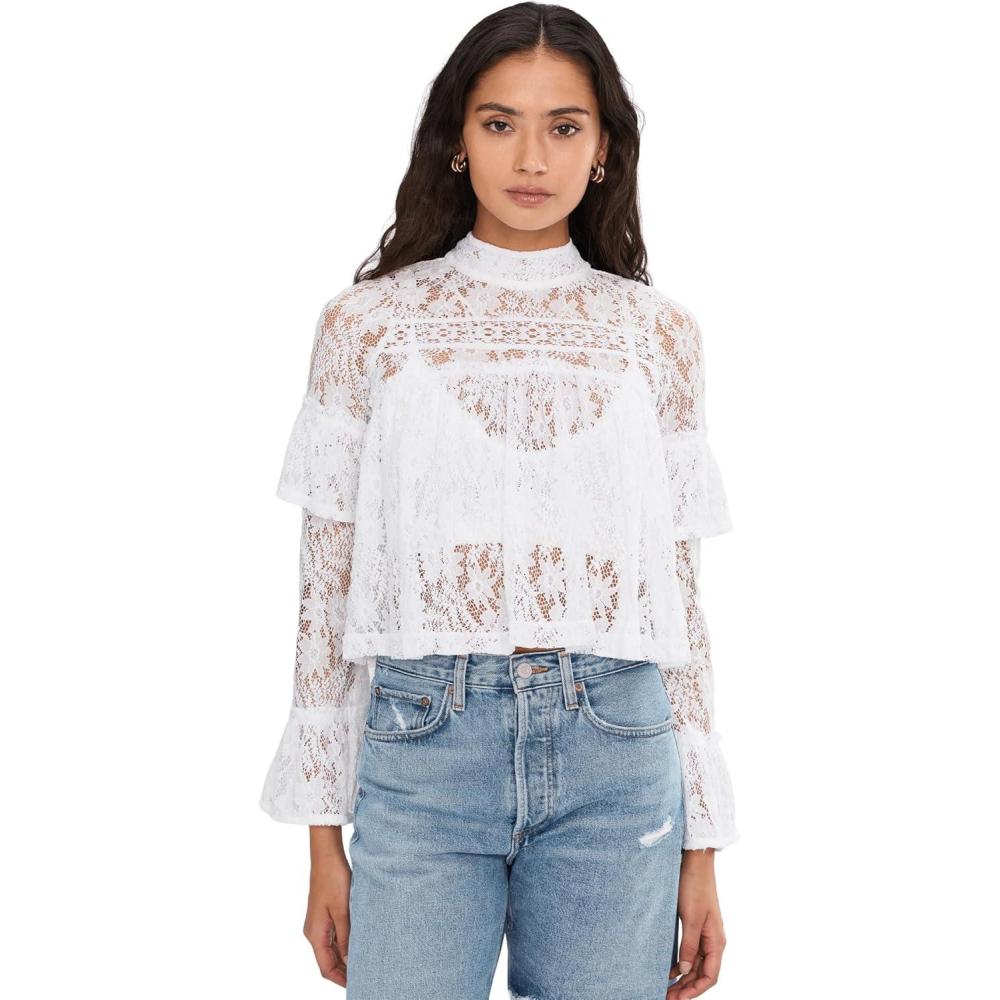 image:imageFree People Womens Lilabeth Lace TopClean Ivory