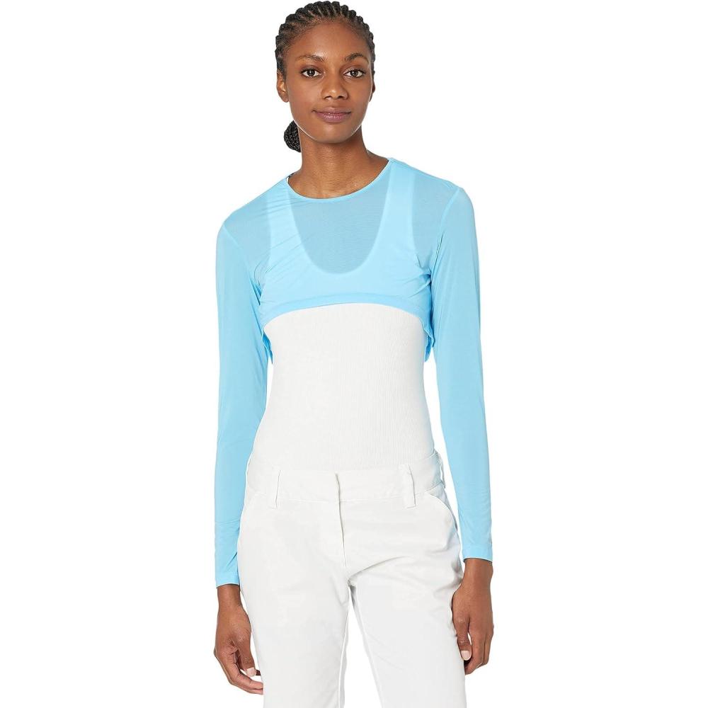 image:imageJamie Sadock Womens Sunsense 35 SPF Lightweight Long Sleeve Crew Neck Crop Layering TopCasablanca
