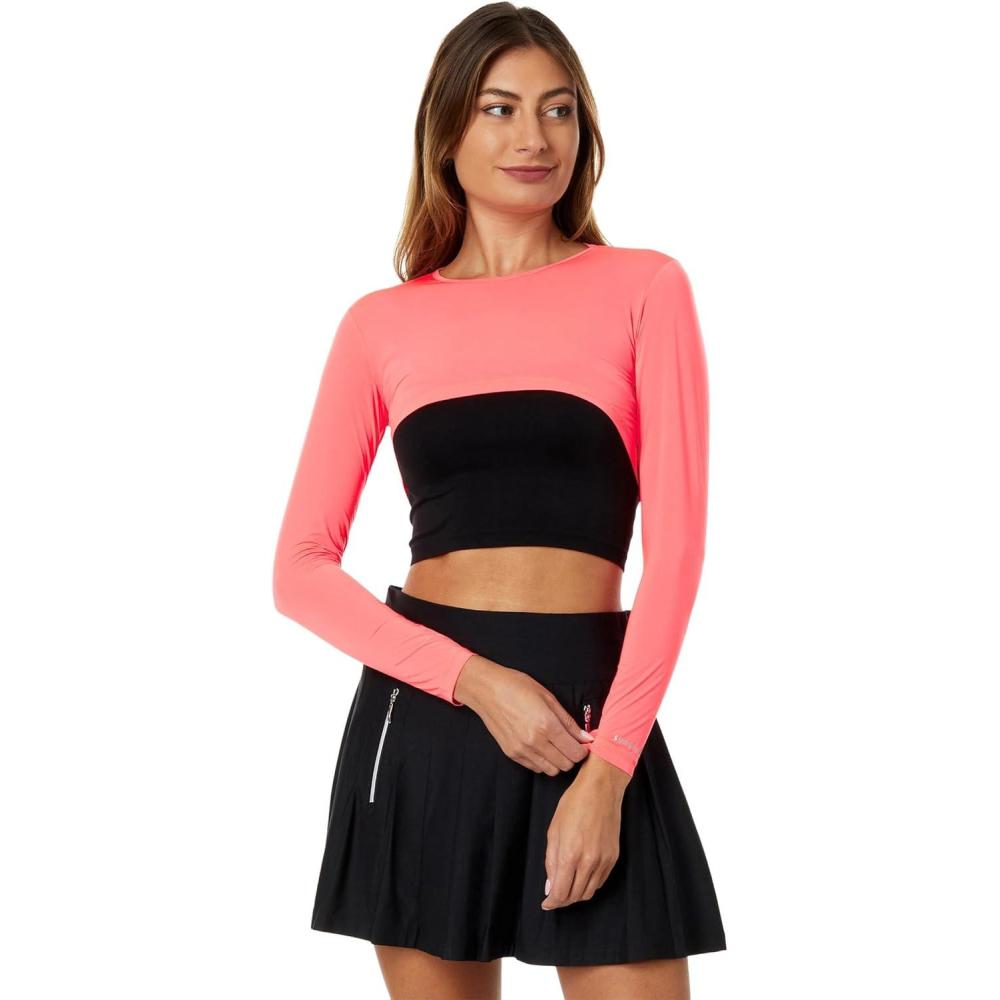 image:imageJamie Sadock Womens Sunsense 35 SPF Lightweight Long Sleeve Crew Neck Crop Layering TopMimosaSassy