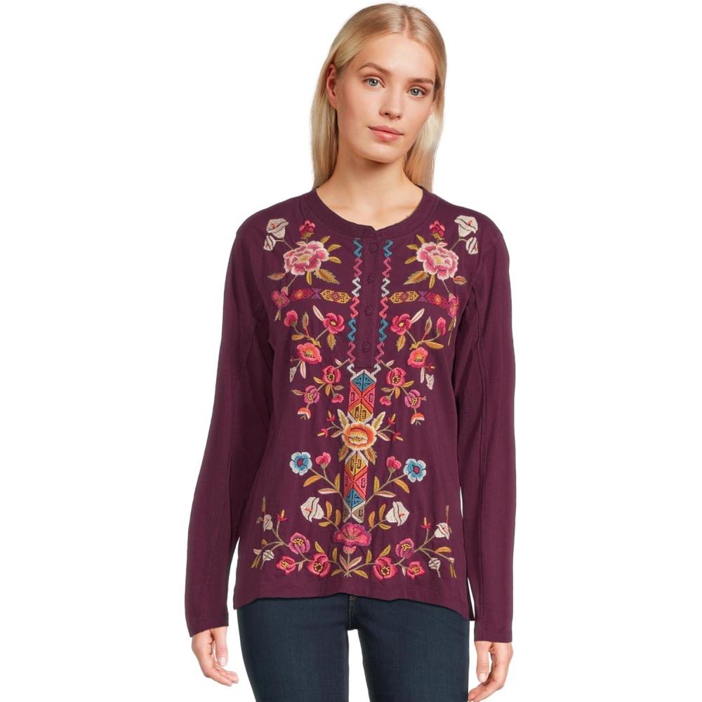 image:imageJohnny was Womens Raw Seam HenleyAnayaAubergine