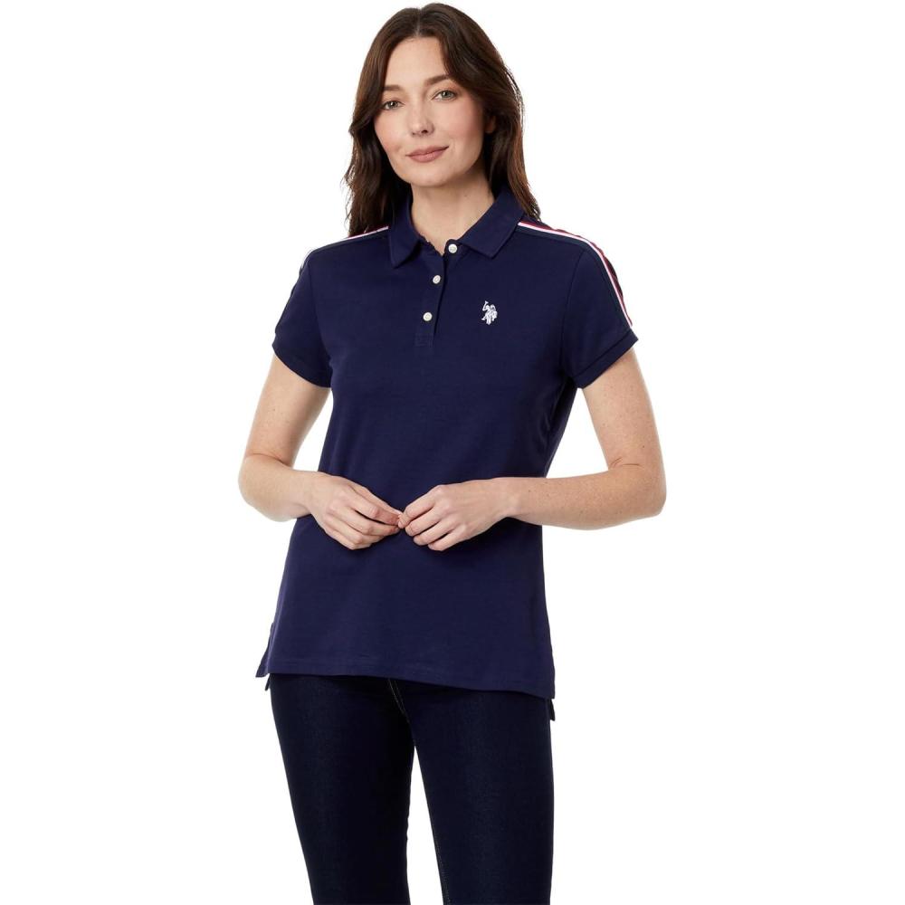 image:imageMULTI SHOULDER STRIPE POLO SHIRTEvening Blue