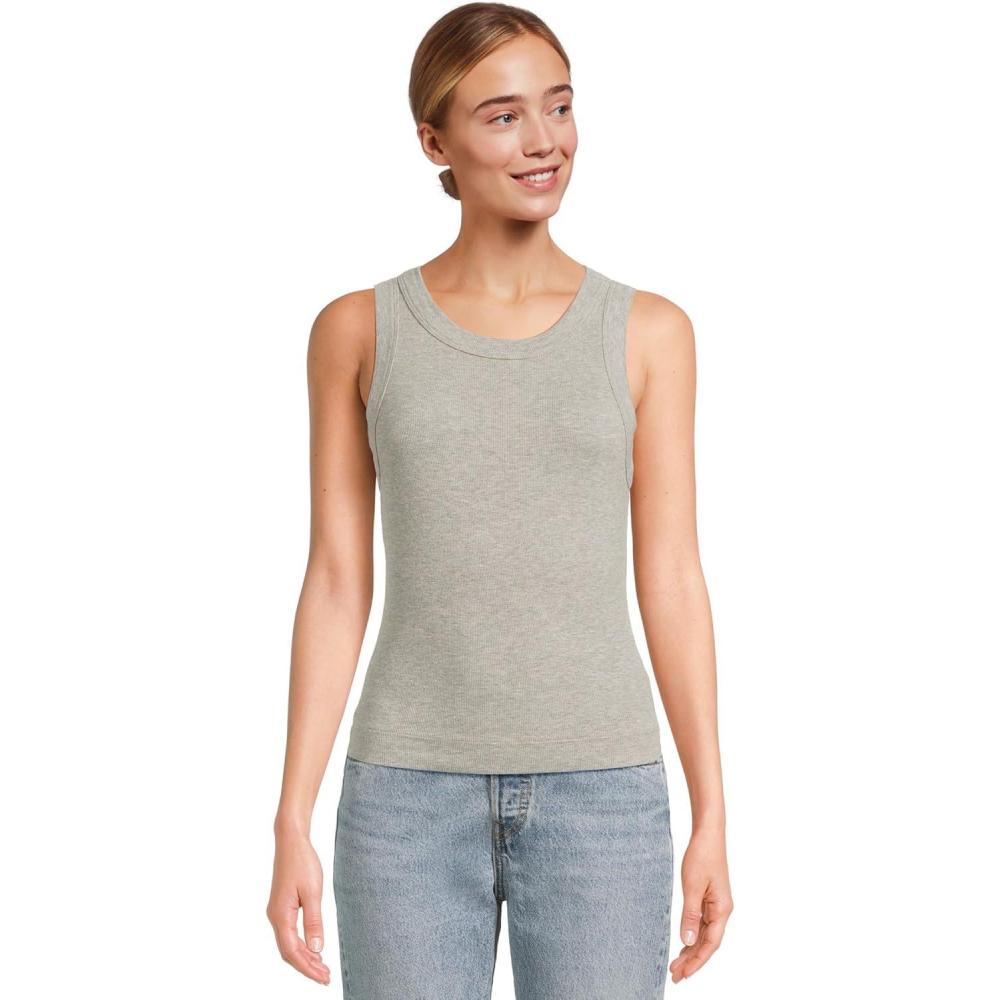 image:imageMichael Stars Womens Gina Wide Binding Crop TankHeather Grey