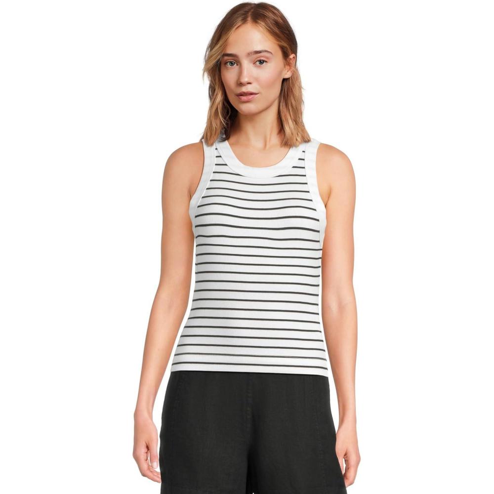 image:imageMichael Stars Womens Gina Wide Binding Crop TankWhiteBlack