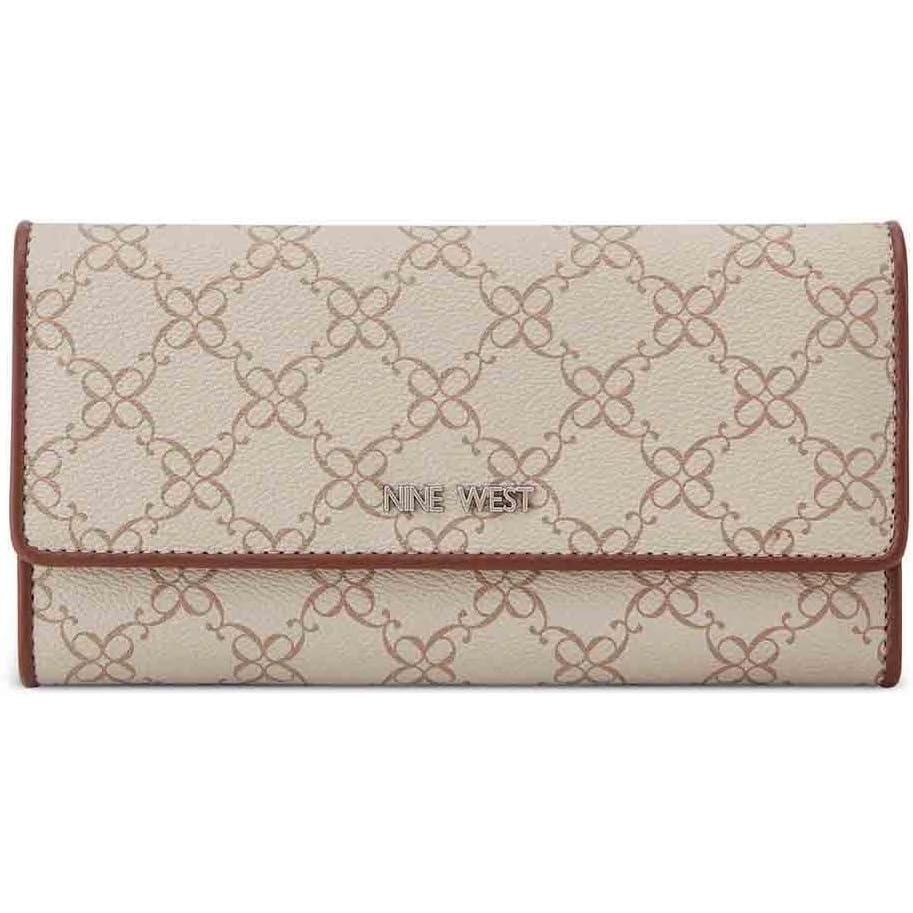 image:imageNine West Womens Zuri Slg Check Sec WalletMushroom Logo Mahogany