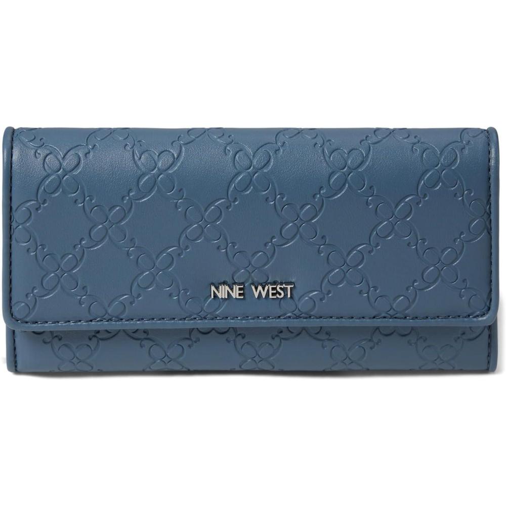 image:imageNine West Womens Zuri Slg Check Sec WalletSteel Blue