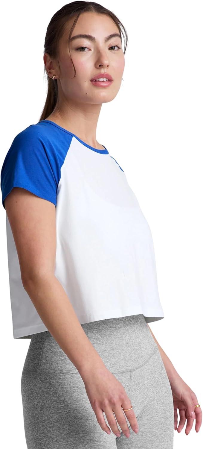 image:imageBeyond Yoga Womens Featherweight Colorblock TeeCloud WhiteCourt Blue