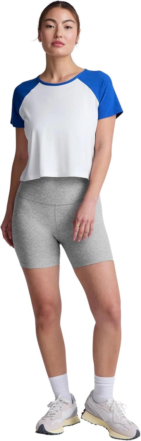 image:imageBeyond Yoga Womens Featherweight Colorblock TeeCloud WhiteCourt Blue