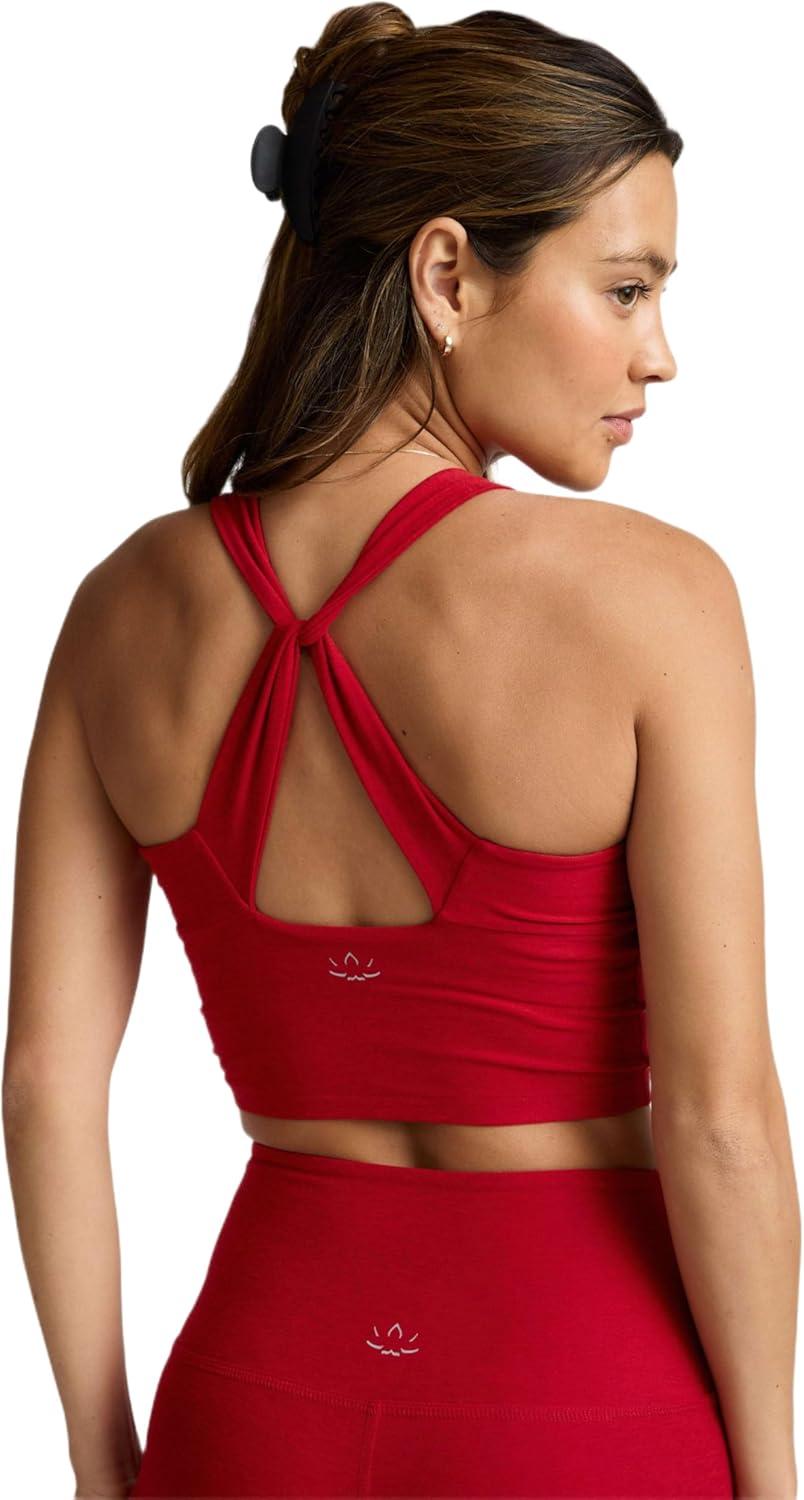 image:imageBeyond Yoga Womens Spacedye Twist Through Cropped Tank TopHolly Red Heather