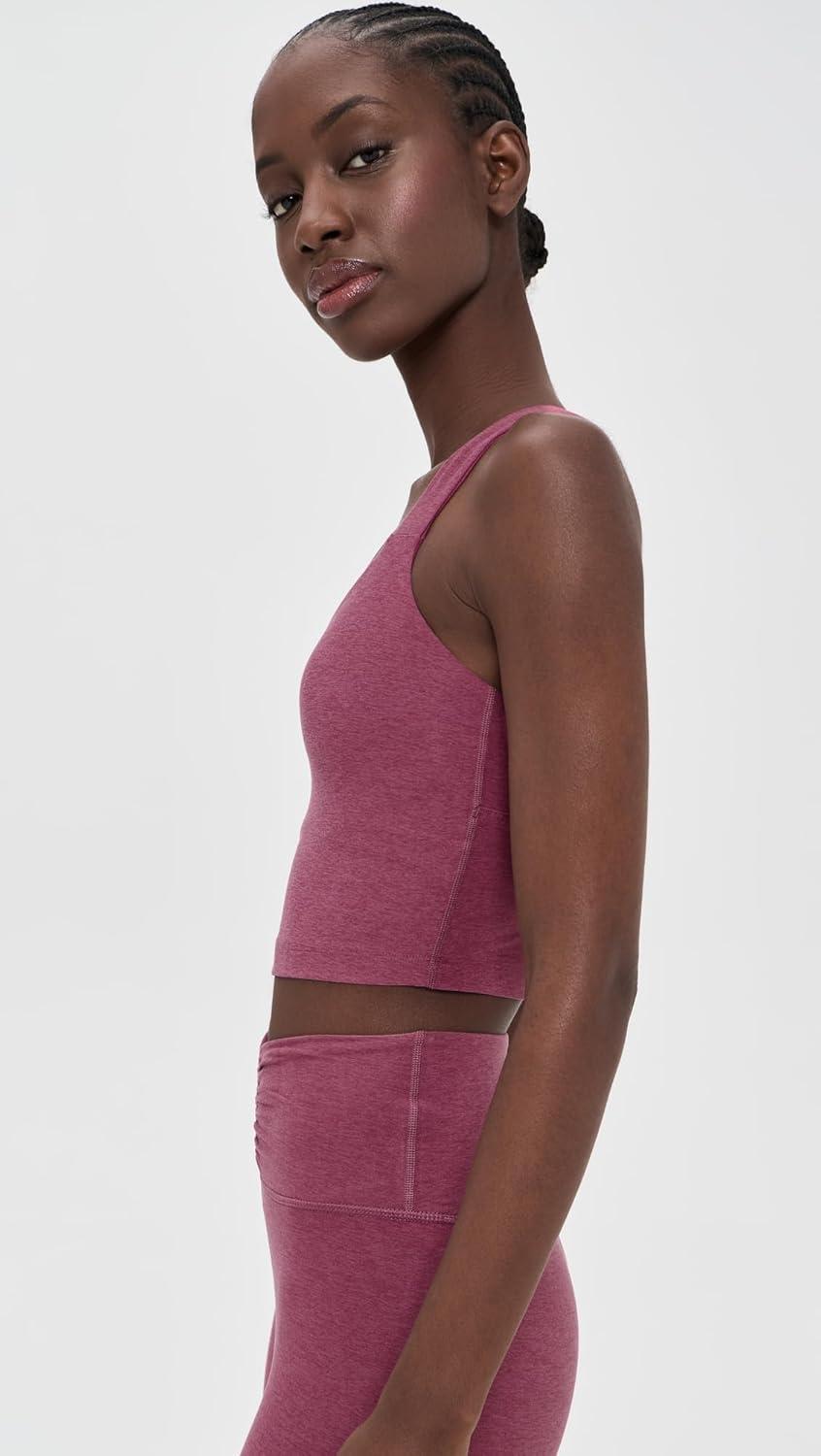 image:imageBeyond Yoga Womens Spacedye Twist Through Cropped Tank TopSmooth Mauve Heather