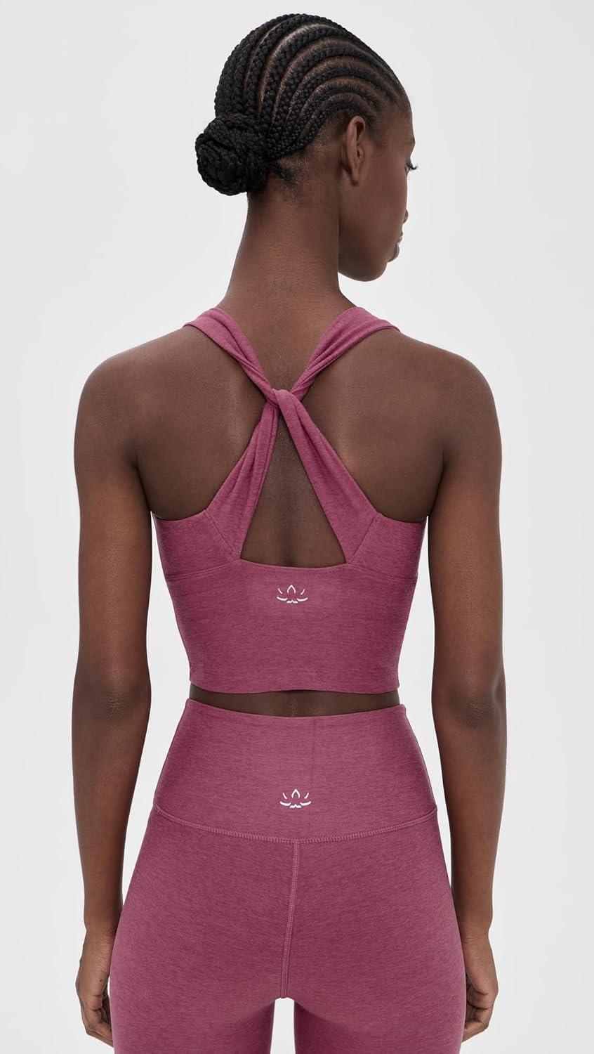 image:imageBeyond Yoga Womens Spacedye Twist Through Cropped Tank TopSmooth Mauve Heather