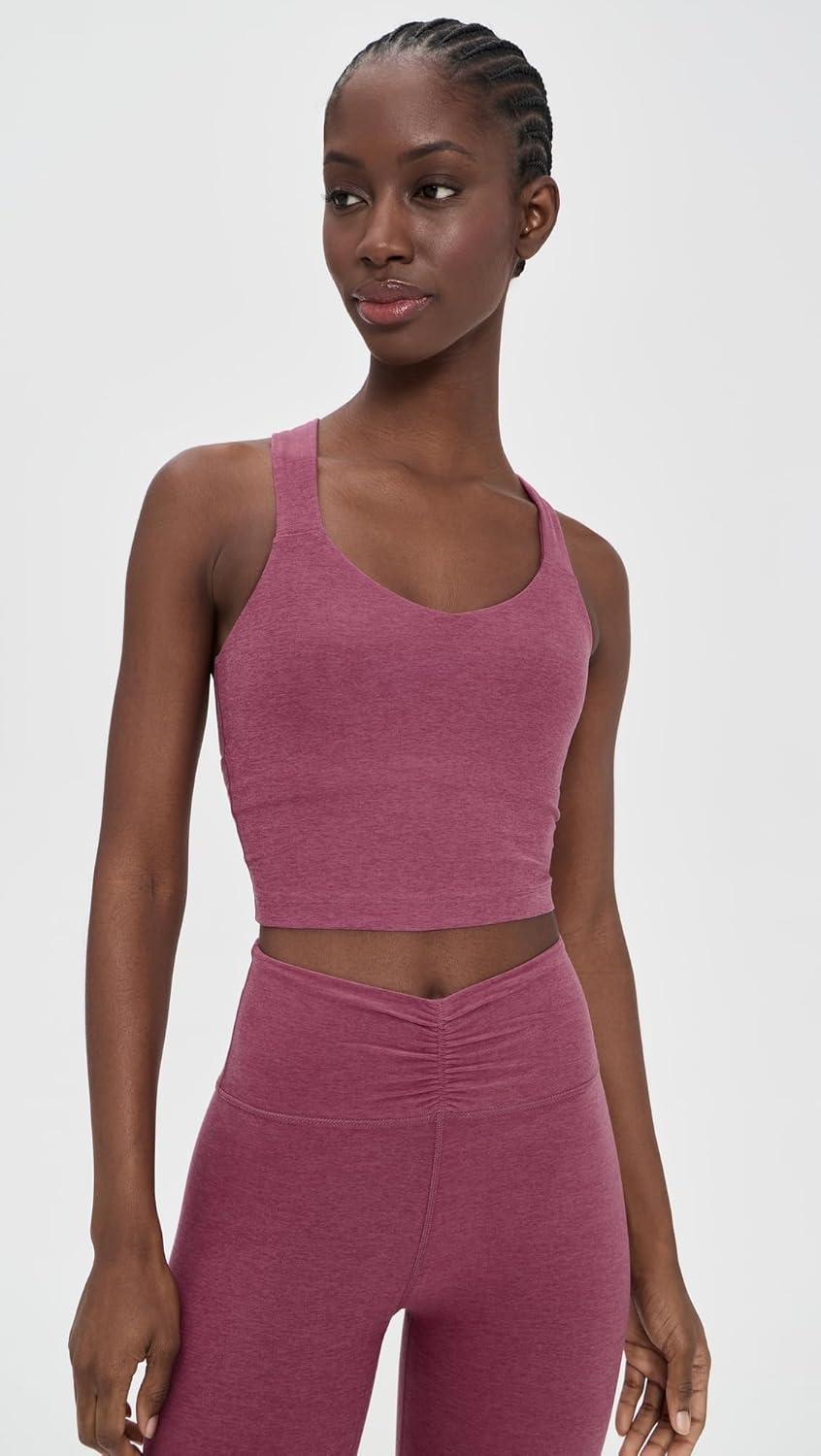 image:imageBeyond Yoga Womens Spacedye Twist Through Cropped Tank TopSmooth Mauve Heather