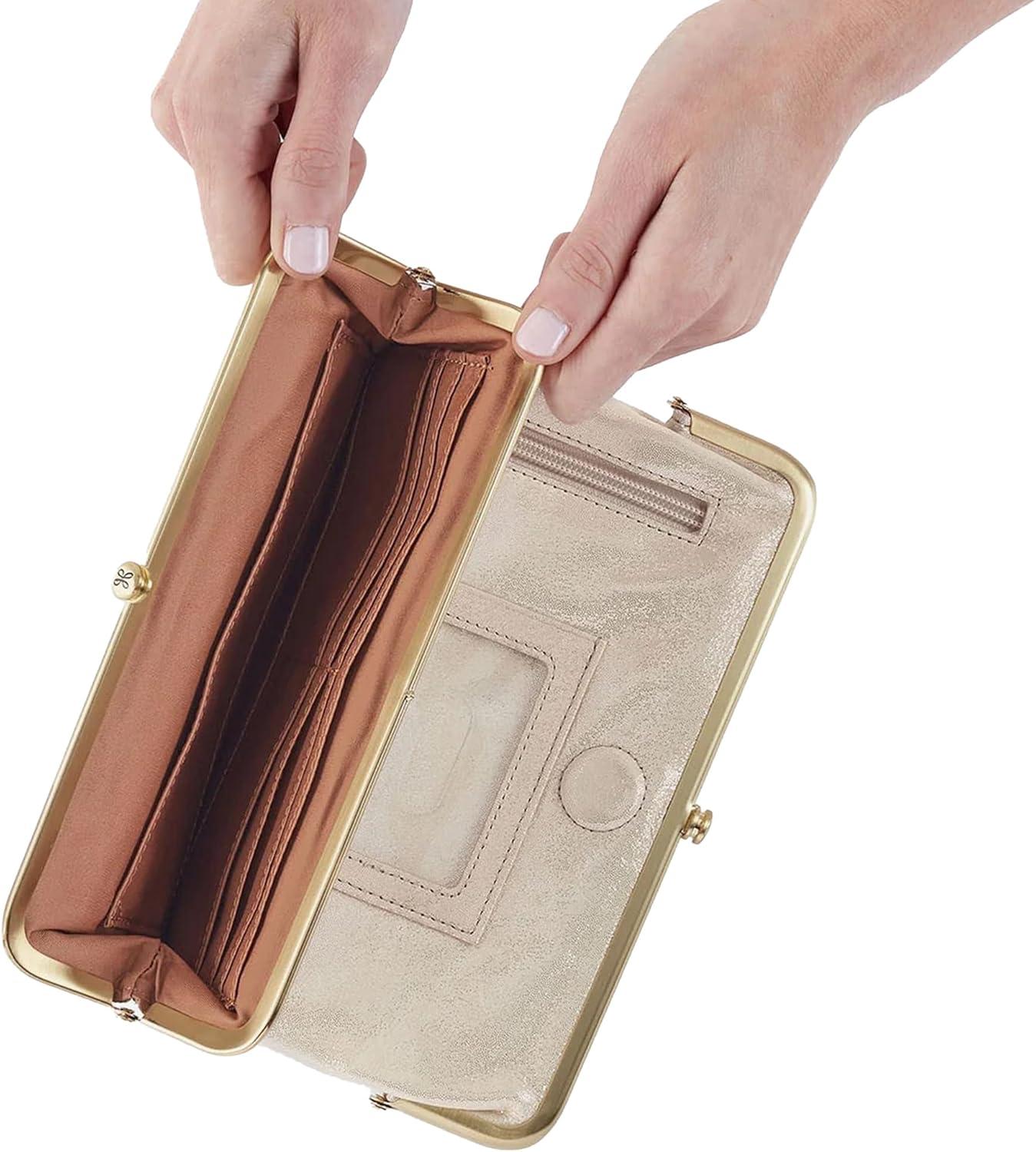 image:imageHOBO Lauren Leather Clutch Wallet for WomenSand Shimmer