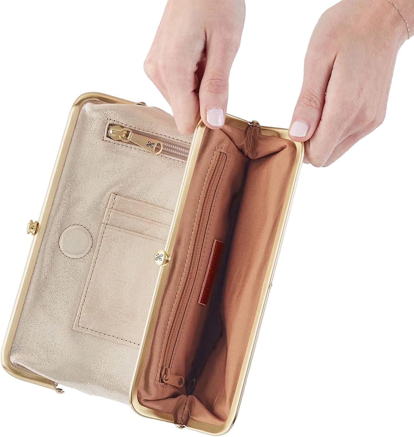 image:imageHOBO Lauren Leather Clutch Wallet for WomenSand Shimmer