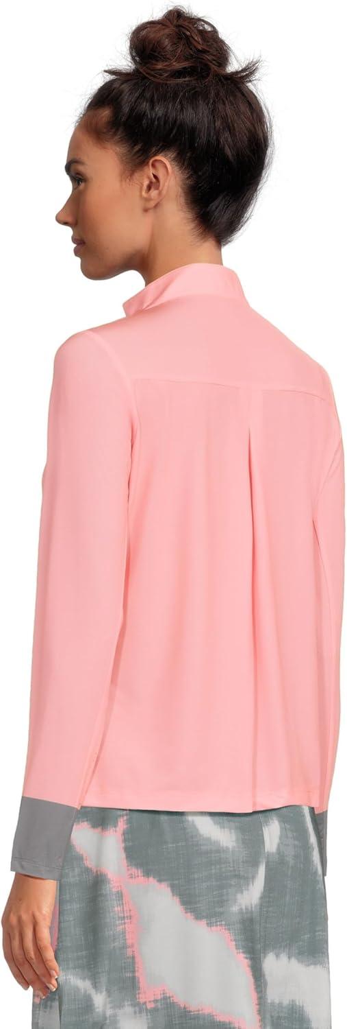 image:imageJamie Sadock Womens Raindrops Print Long Sleeve Sunsense TopAzalea Pink