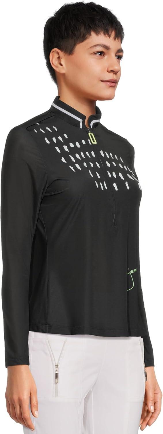 image:imageJamie Sadock Womens Raindrops Print Long Sleeve Sunsense TopBlack