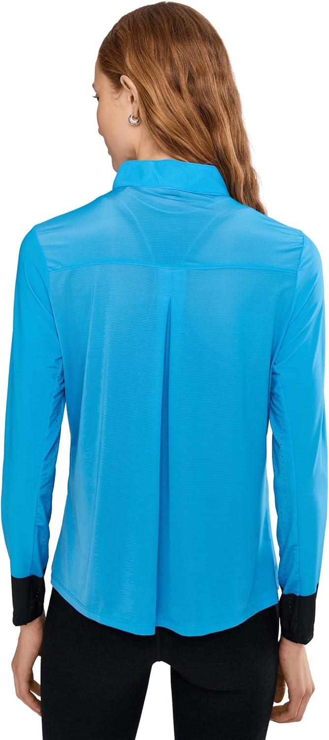 image:imageJamie Sadock Womens Raindrops Print Long Sleeve Sunsense TopBonamassa Blue