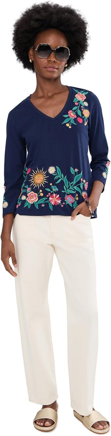 image:imageJohnny was Womens 34 Sleeve Trapunto VNeck Tee ZivianaBlue Night