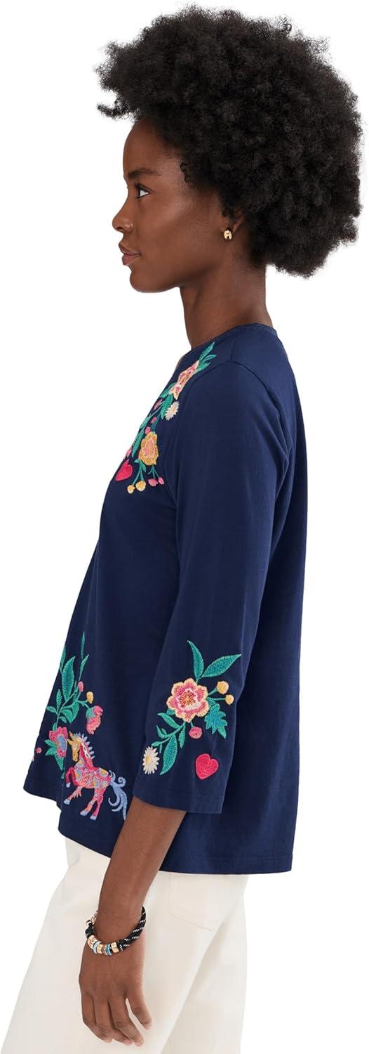 image:imageJohnny was Womens 34 Sleeve Trapunto VNeck Tee ZivianaBlue Night