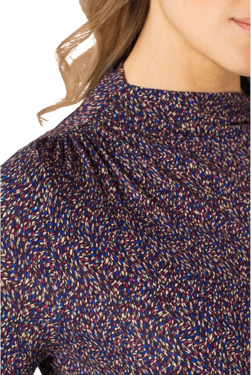 image:imageLiverpool Womens Long Sleeve Mock Neck Knit Top with ShirringWine Berry Multi