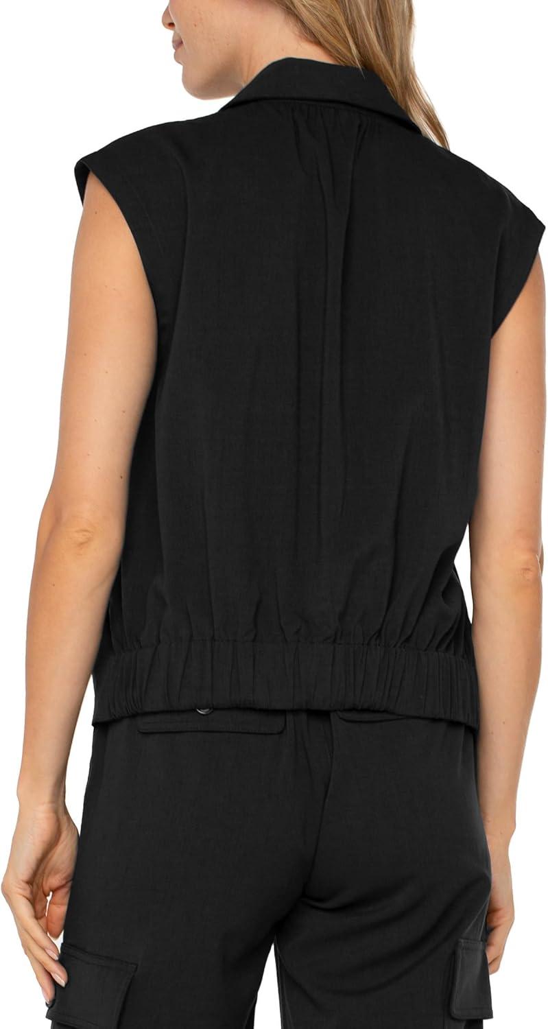 image:imageLiverpool Womens Sleeveless Cropped Shirt with Elastic at WaistBlack