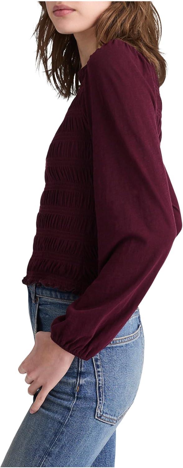 image:imageMadewell Womens Smocked Boatneck TopDark Pomegranate