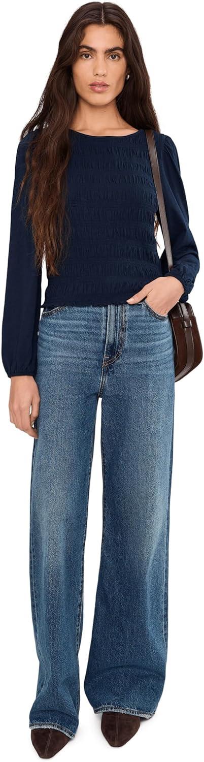 image:imageMadewell Womens Smocked Boatneck TopMidnight Navy