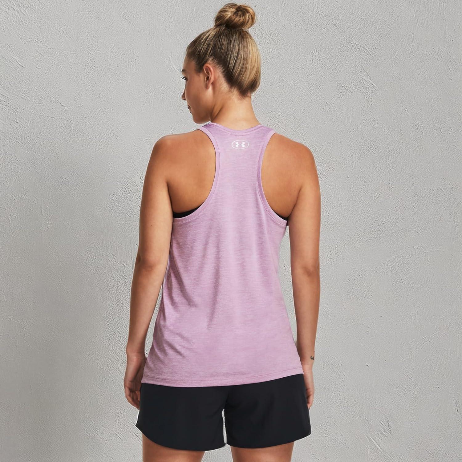 image:imageUnder Armour Womens Tech Twist Tank Top174 Fresh Orchid White Metallic Silver