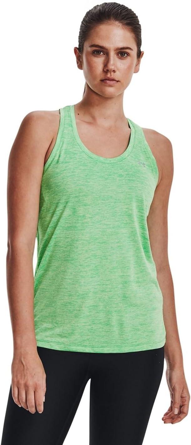 image:imageUnder Armour Womens Tech Twist Tank Top328 Extreme Green Phosphor Green Metallic Silver