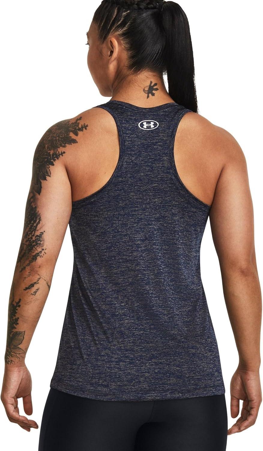 image:imageUnder Armour Womens Tech Twist Tank Top410 Midnight Navy Metallic Silver