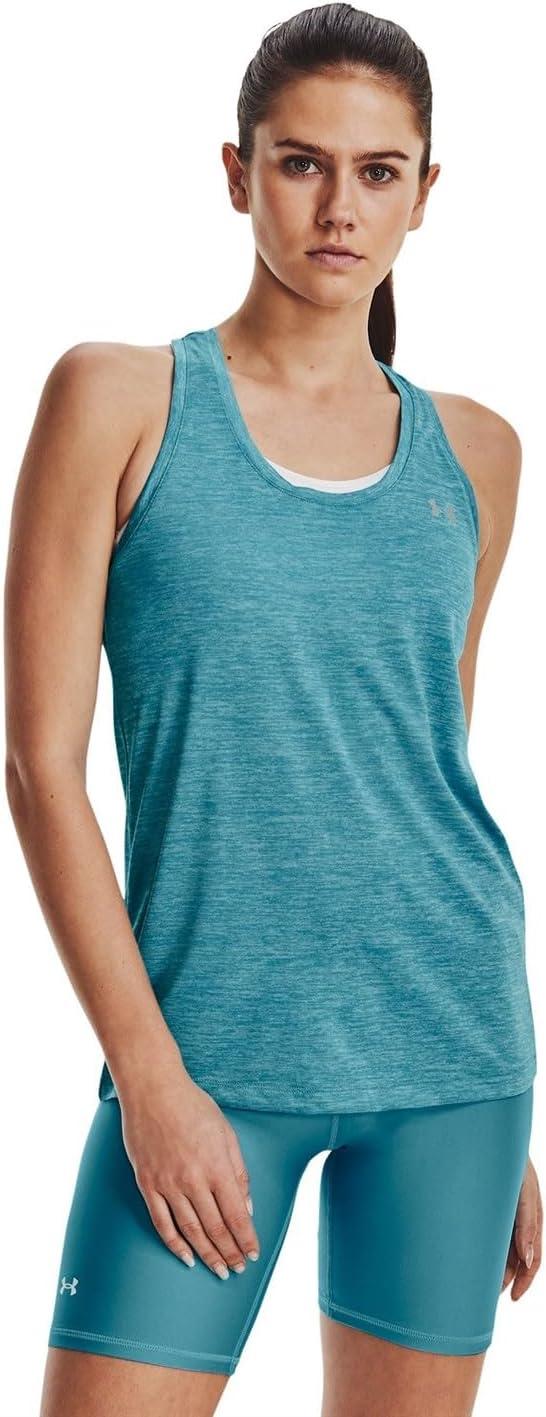image:imageUnder Armour Womens Tech Twist Tank Top433 Glacier Blue White Metallic Silver