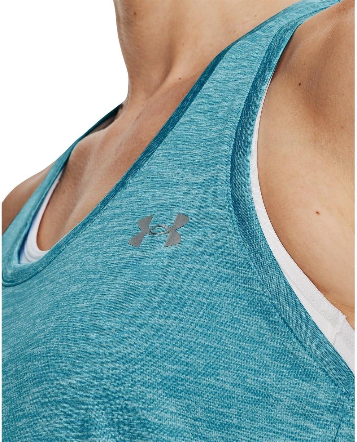 image:imageUnder Armour Womens Tech Twist Tank Top433 Glacier Blue White Metallic Silver